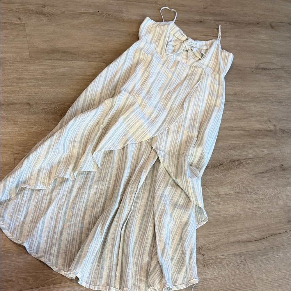 Elegant Striped High Low Dress